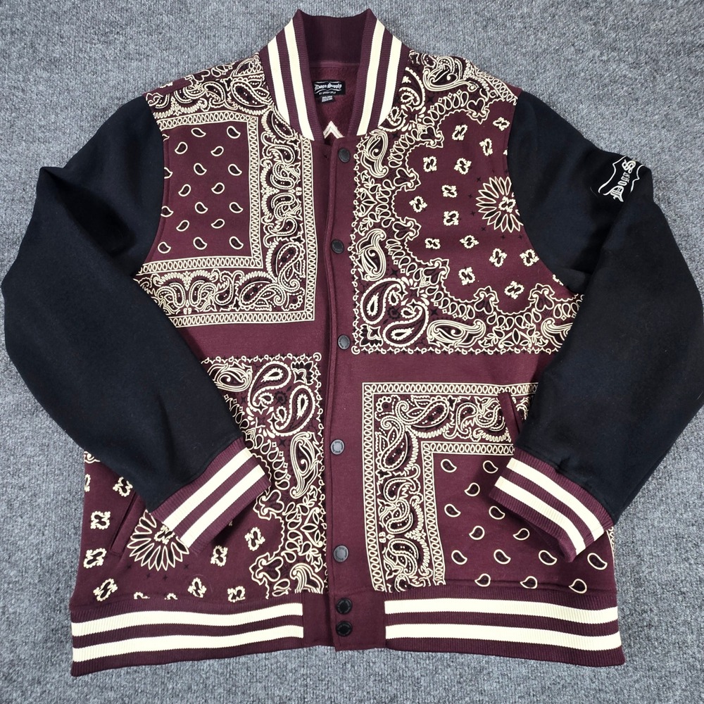 Death Supply/Snoop Dogg Bandana Varsity Jacket Burgandy 2XL Missing 2 Snaps (UP)